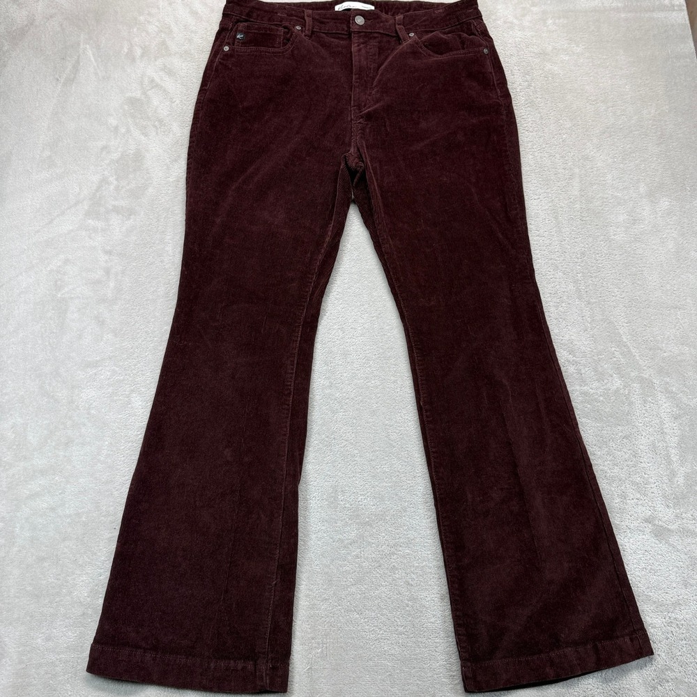 KanCan Pants Women's 31 Flare Burgundy Corduroy Stretch High Rise Retro Trousers